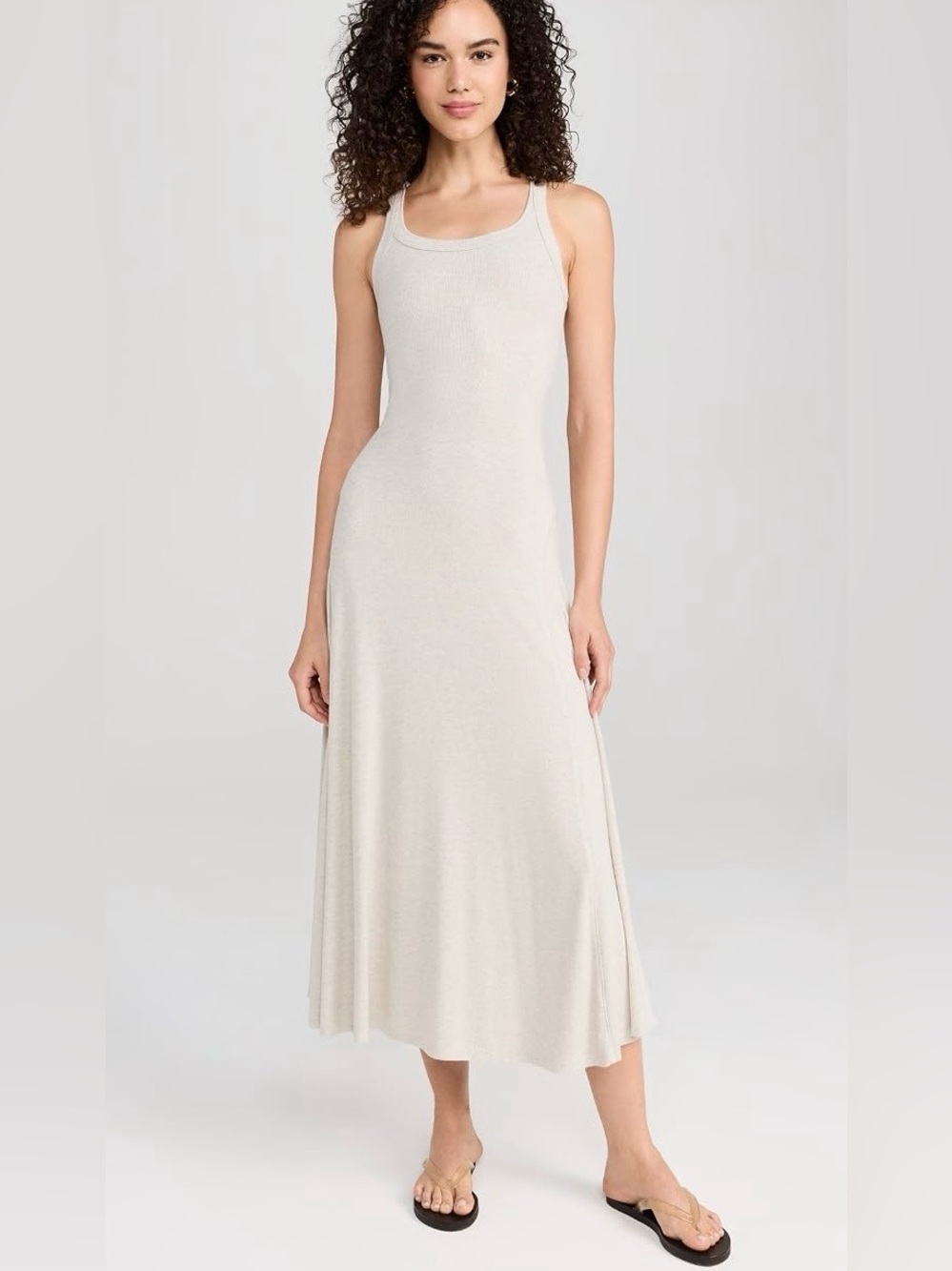 perfectwhitetee Taupe Ribbed Tank Maxi Dress
